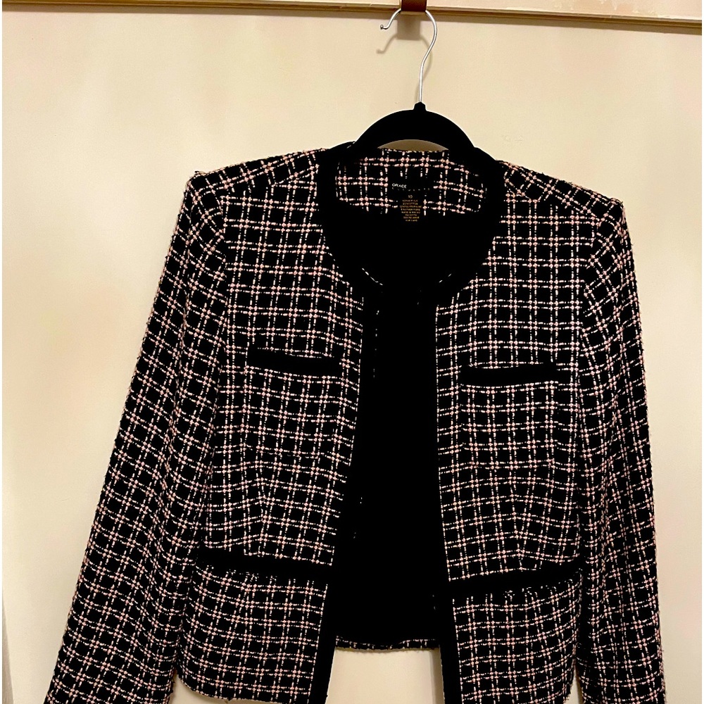 Grace elements brand /pink and black herringbone jacket